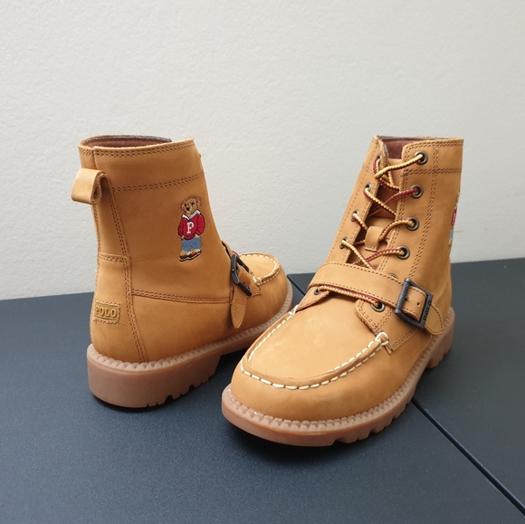 Polo Ralph Lauren Polo Bear Ranger HI II Kids Stylish Boots Shoes Size 3 NEW - Picture 3 of 9